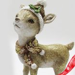 Маленькое фото 2: Сувенир «Олененок в шапке» (полирезин), Н18x13x8см, в асс., кремовый/золотой