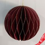 Маленькое фото 1: Украшение подвесное «Шар» (бумага), D10см, темно-красный