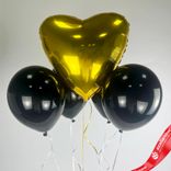 Маленькое фото 1: Композиция из 5 шаров с гелием «Золотое сердце»