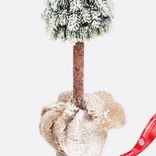 Маленькое фото 5: Ель искусственная заснеженная в кашпо, Н59х12х12см, зеленый/белый