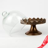 Маленькое фото 1: Блюдо на ножке с крышкой (металл/стекло), D16xH21см, золотой