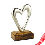 Маленькое фото 2: Сувенир «Сердце» (металл/дерево), H12x7,5см, серебряный
