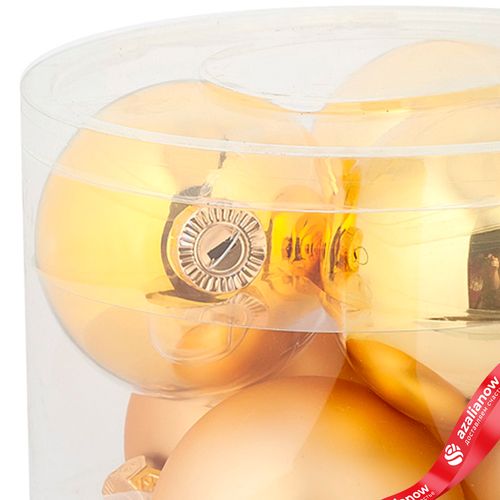 Фото 4: Набор шаров 6шт. в тубе (стекло), D8см, в асс., золотой