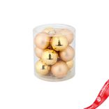 Маленькое фото 1: Набор шаров 12шт. в тубе (стекло), D3см, в асс., золотой