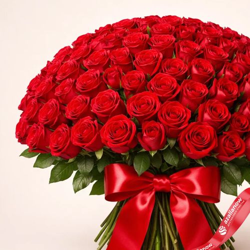 Фото 4: Букет из 201 красной розы с лентой