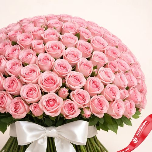 Фото 4: Букет из 201 розовой розы с лентой