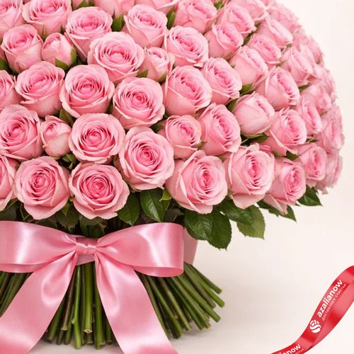 Фото 4: Букет из 301 розовой розы с розовой лентой