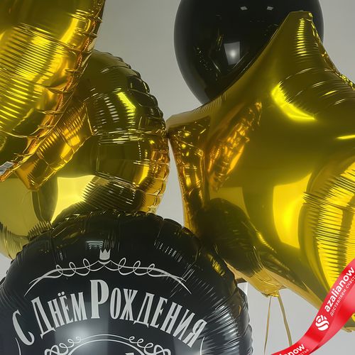 Фото 3: Композиция из 5 шаров с гелием «С Днем Рождения, Лучший в Мире, №1», черный, золотой