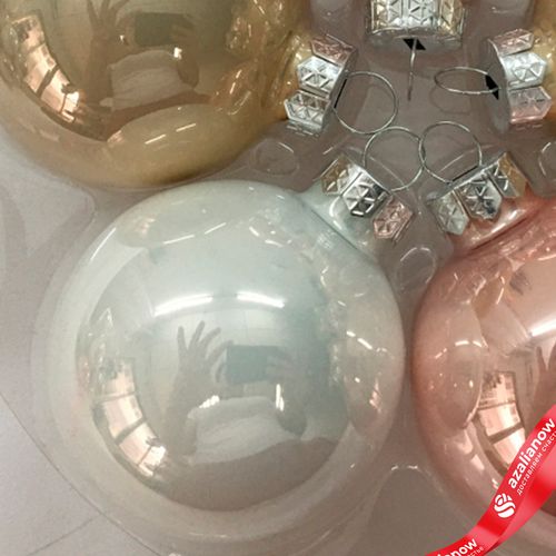 Фото 4: Набор шаров 12шт. в тубе (стекло), D3см, микс белый/розовый