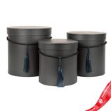 Маленькое фото 2: Набор коробок, подарочных, круглых, 3шт., D22,5xH22,5см, черный