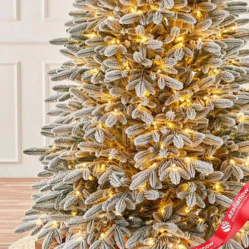 Фото 4: Ель искусственная заснеженная с лампочками «Cамарская» (PE), 2,4м, белый