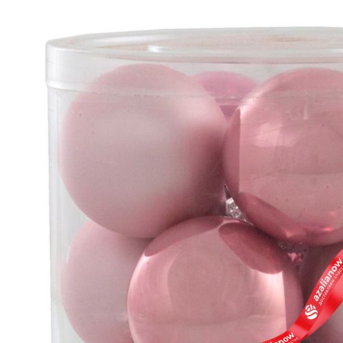 Фото 5: Набор шаров 12шт. в тубе (стекло), D4см, в асс., розовый