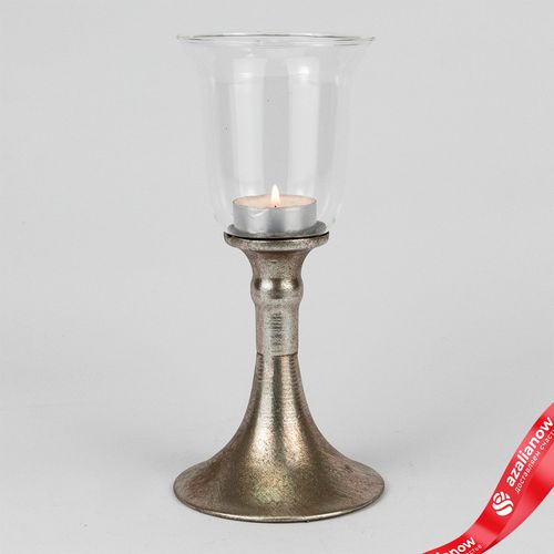 Подсвечник (металл/стекло), D9,5xH20,5см, серебряный