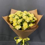 Фото флориста 1: Букет из 19 желтых гвоздик в крафте с лентой, Голландия