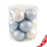 Маленькое фото 1: Набор шаров 12шт. в тубе (стекло), D4см, микс голубой/белый