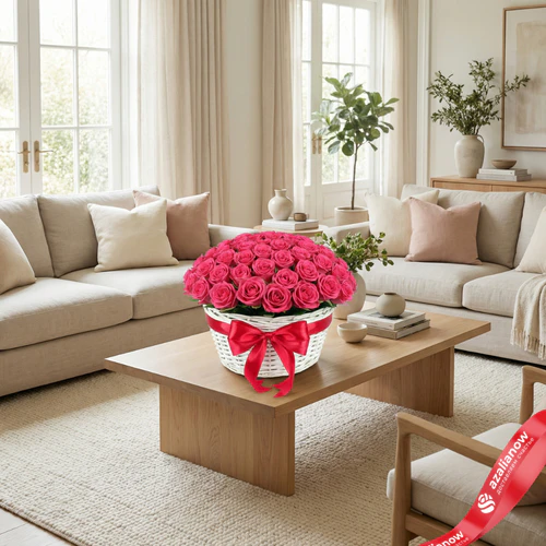 Фото 3: Букет в корзине из 151 малиновой розы Freude «Фрейд», 60 см