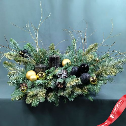 Новогодняя композиция «Еловые ветки со свечами», D 50 см x H 40 см