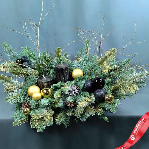 Фото 2: Новогодняя композиция «Еловые ветки со свечами», D 50 см x H 40 см