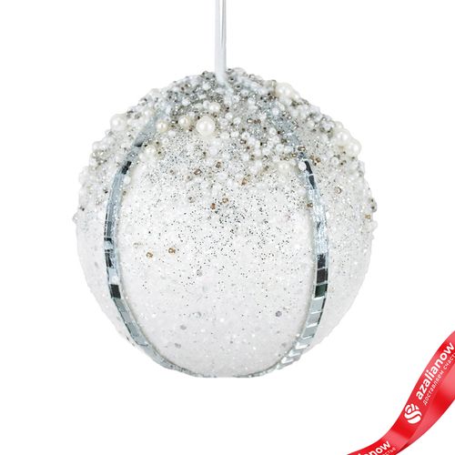 Украшение подвесное «Шар с зеркальными полосками», D10см, белый