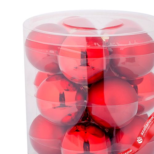 Фото 2: Набор шаров 15шт. в тубе (стекло), D6см, в асс., красный