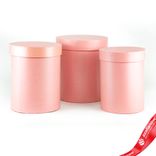 Маленькое фото 3: Набор коробок, подарочных, круглых, 3шт, D18xH20,5см, розовый