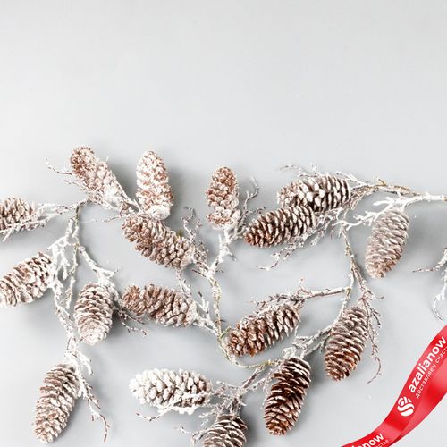 Фото 2: Гирлянда из шишек заснеженная, 105 см, коричневый