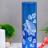 Маленькое фото 2: Ваза «Цилиндр», d 80h 300 мм, из синего стекла (ручная роспись), рис. № 16 (Бел.). Сервис доставки цветов AzaliaNow