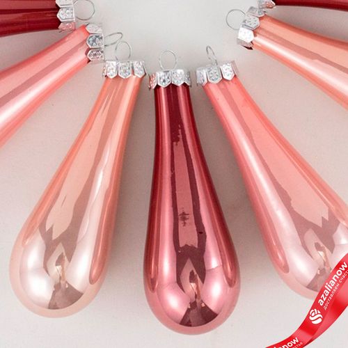 Фото 5: Набор украшений Капли 12шт. в тубе (стекло), 2,5x7,5см, микс розовый