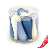 Маленькое фото 1: Набор украшений Капли 12шт. в тубе (стекло), 2,5x7,5см, микс синий/белый