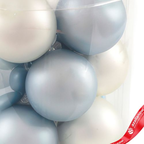Фото 3: Набор шаров 12шт. в тубе (стекло), D4см, микс голубой/белый