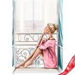 Маленькое фото 1: Открытка «С Днем Рождения (девушка у окна)», 10х15 см