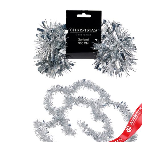 Фото 2: Гирлянда «Мишура» (пластик), 3м, серебряный