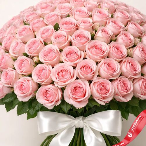 Фото 5: Букет из 201 розовой розы с лентой