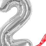 Маленькое фото 3: Шар с гелием «Цифра - 2», 102 см., серебро
