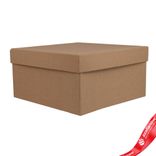 Маленькое фото 2: Коробка подарочная квадратная, 20х20х10 см, натуральный
