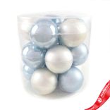 Маленькое фото 1: Набор шаров 15шт. в тубе (стекло), D6см, микс голубой/белый