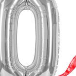 Маленькое фото 3: Шар с гелием «Цифра - 0», 102 см., серебро