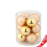 Маленькое фото 2: Набор шаров 12шт. в тубе (стекло), D3см, в асс., золотой