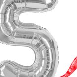 Маленькое фото 3: Шар с гелием «Цифра - 5», 102 см., серебро