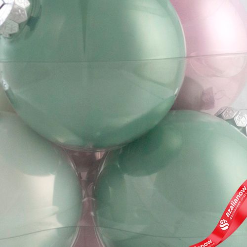 Фото 4: Набор шаров 6шт. в тубе (стекло), D10см, микс зеленый/белый/розовый