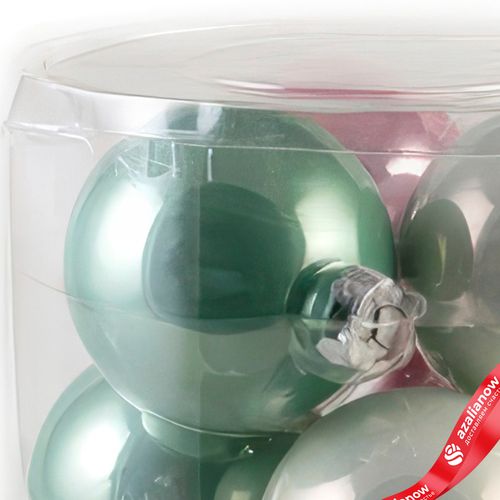Фото 5: Набор шаров 6шт. в тубе (стекло), D8см, микс зеленый/белый/розовый