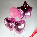 Маленькое фото 1: Композиция из 5 шаров с гелием, розовый