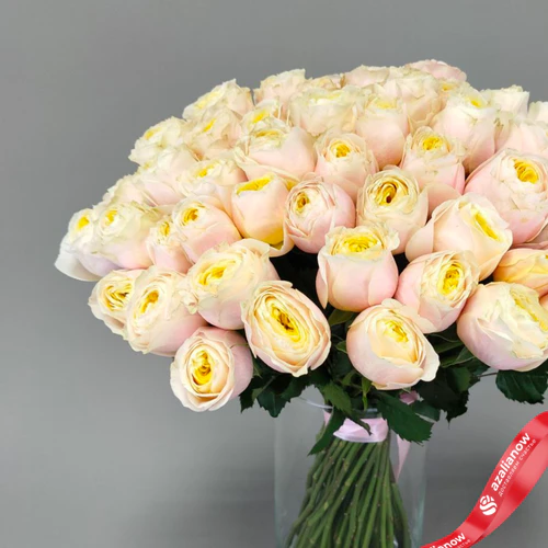 Фото 3: Букет из 51 нежно‑розовой пионовидной розы Эквадор, оформленный под ленту, 50 см