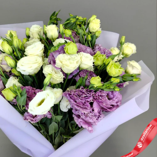 Фото 5: Букет «Загадка» из 19 лизиантусов в пленке, 60 см