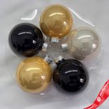 Маленькое фото 1: Набор шаров 15шт. в тубе (стекло), D6см, в асс., черный/золотой/шампань