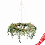 Маленькое фото 1: Венок подвесной заснеженный с ягодами, Н40хD60см, зеленый