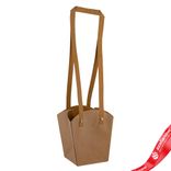 Маленькое фото 1: Пакет для цветов (бумага), 15х13х9,5см, бежевый