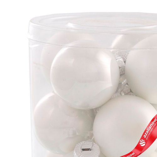 Фото 5: Набор шаров 12шт. в тубе (стекло), D4см, в асс., белый, вид 1