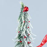 Маленькое фото 2: Ель искусственная заснеженная с шариками, Н63х15х15см, зеленый/красный