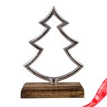 Маленькое фото 1: Сувенир «Елочка» (металл/дерево), H19x12,5x5см, серебряный